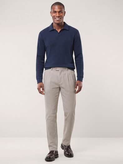 Cordhose mit Bundfalte Offwhite