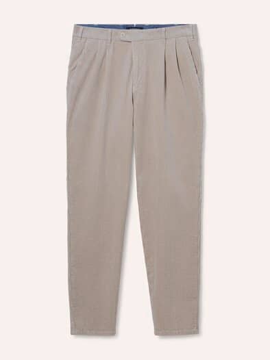 Cordhose mit Bundfalte Offwhite