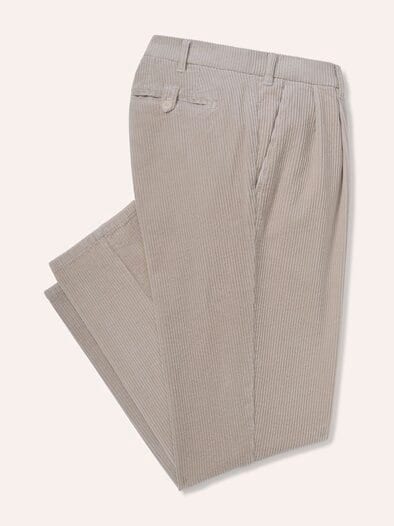 Cordhose mit Bundfalte Offwhite