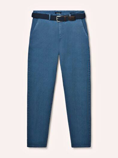 Chino inklusive Gürtel Mittelblau