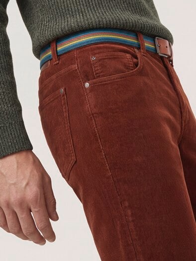 Gürtel-Cord Five-Pocket Rostbraun