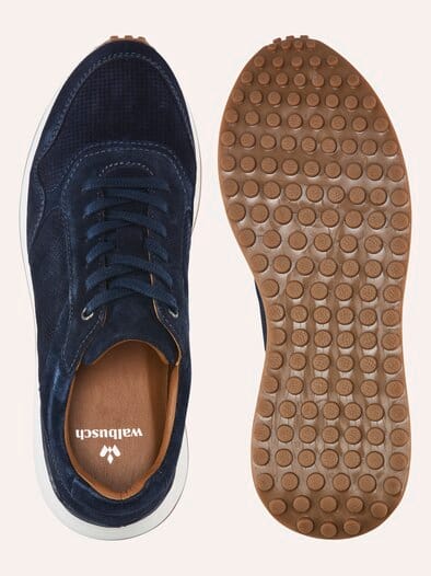 Velours Perfo Sneaker Marine