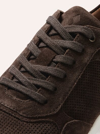 Velours Perfo Sneaker Braun