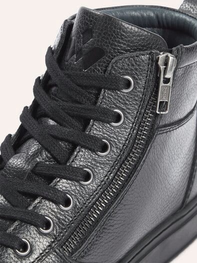 Leder-Schnürer Hightop Schwarz
