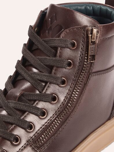 Leder-Schnürer Hightop Braun