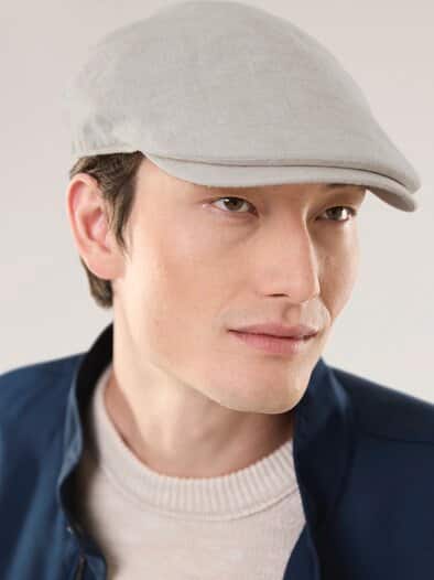 Leinen Schiebermütze UV-Schutz Beige