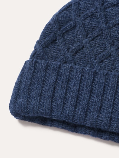 Aran-Mütze Jeansblau