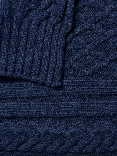 Aran-Schal Jeansblau