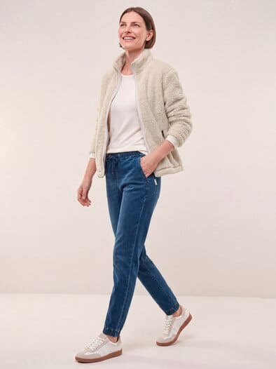 Jacke aus Teddyfleece Creme