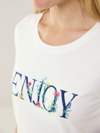 Freizeitshirt Gartenblumen Offwhite