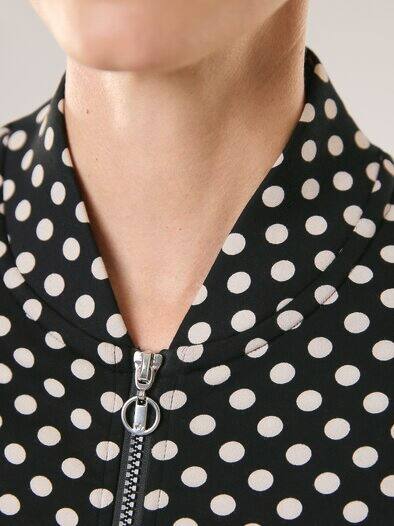 Baumwollstretch Blouson Tupfen Schwarz