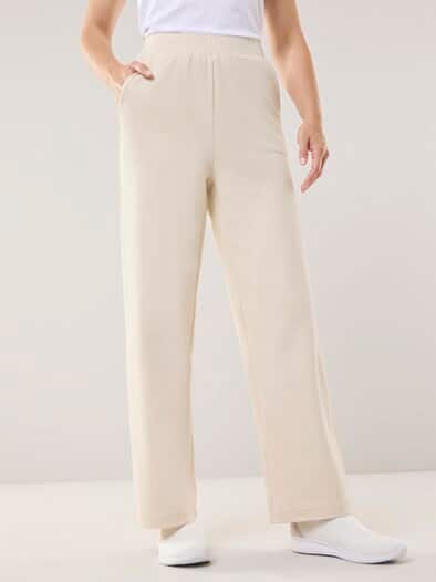 Baumwollstretch Marlenehose Creme