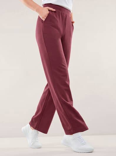 Baumwollstretch Hose mit weitem Bei Merlot