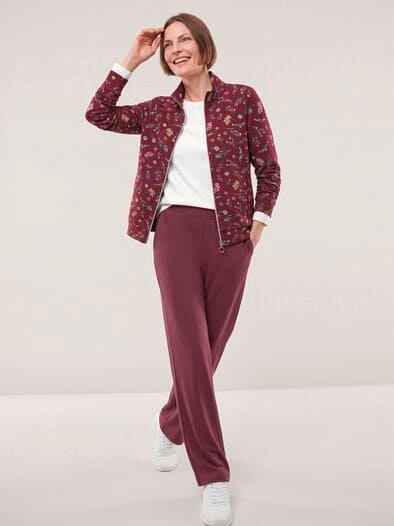 Baumwollstretch Hose mit weitem Bei Merlot
