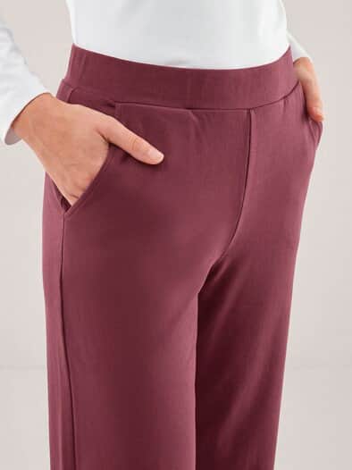 Baumwollstretch Hose mit weitem Bei Merlot