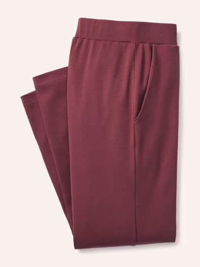 Baumwollstretch Hose mit weitem Bei Merlot