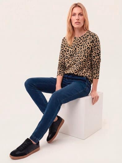Baumwollstretch Sweatshirt Leo Druck
