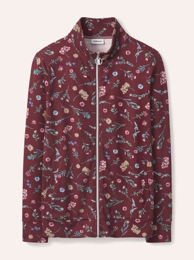 Baumwollstretch Jacke Blume Merlot