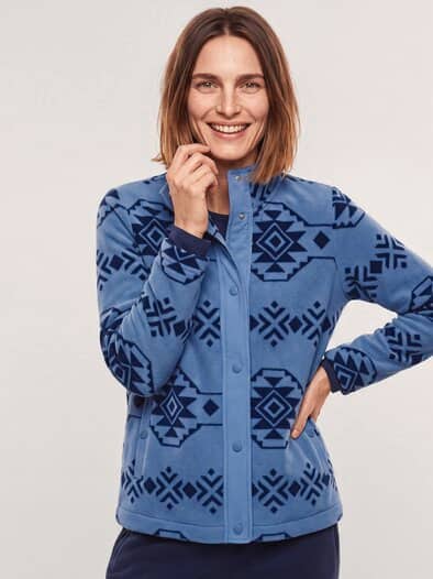 Freizeitjacke Thermo-Fleece Ikat Druck Smokey Blue