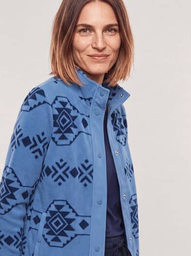 Freizeitjacke Thermo-Fleece Ikat Druck Smokey Blue
