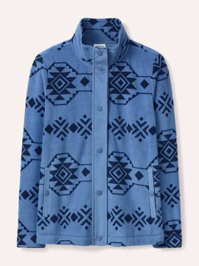 Freizeitjacke Thermo-Fleece Ikat Druck Smokey Blue