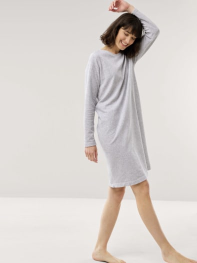 Nicki Kuschel Kleid Grau Melange