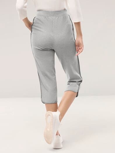 Baumwollstretch Caprihose Grau Melange