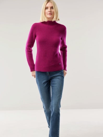 Cashmino Pullover Nahtlos Beere