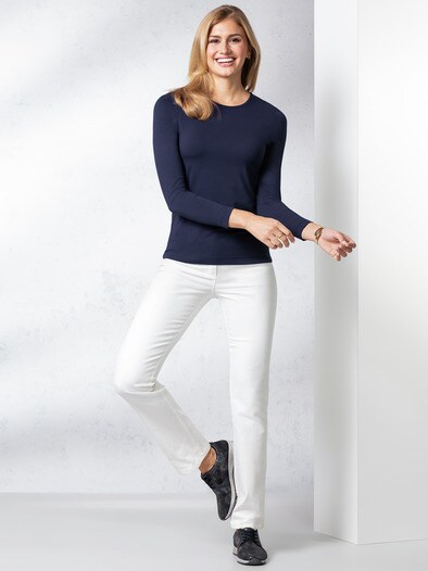 Viskose-Shirt Langarm Marine