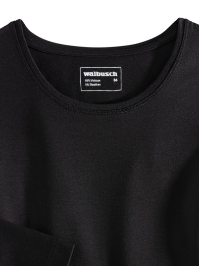 Viskose-Shirt Langarm Schwarz