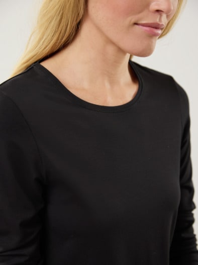 Viskose-Shirt Langarm Schwarz