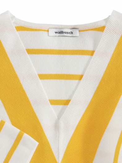 Wohlfühl-Pullover Diagonalstreifen Sonnengelb/Offwhite