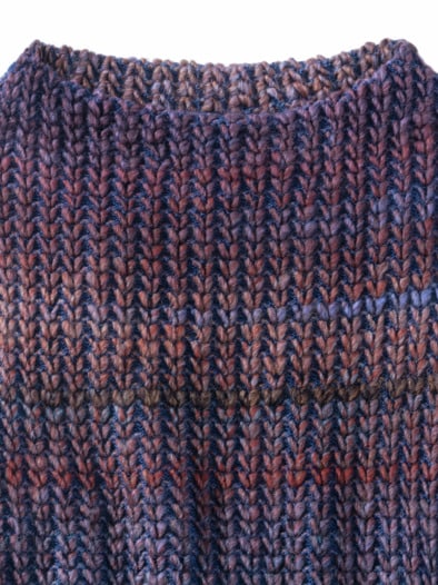 Grobstrick-Pullover Farbverlauf Tiefblau/Cognac