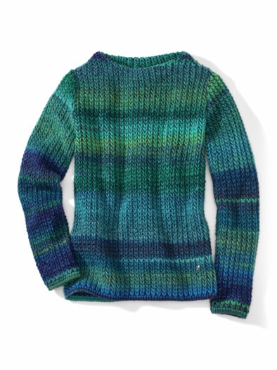 Grobstrick-Pullover Farbverlauf Blau/Grün