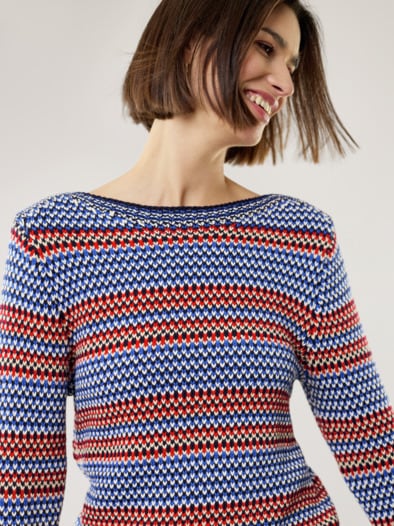 Baumwoll-Pullover Nordic Stripe Marine Multicolor
