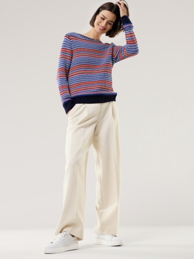 Baumwoll-Pullover Nordic Stripe Marine Multicolor