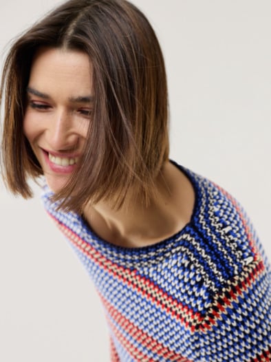 Baumwoll-Pullover Nordic Stripe Marine Multicolor