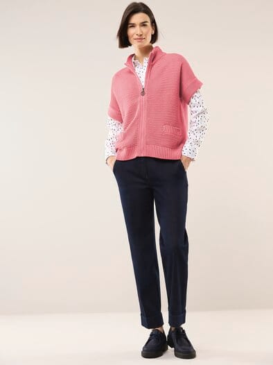 Baumwoll-Zip-Strickweste Rosenholz