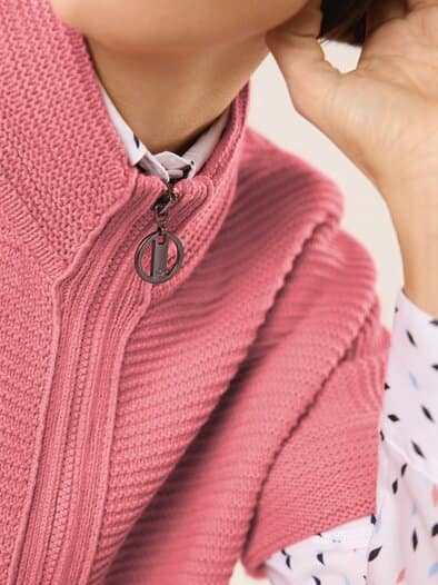 Baumwoll-Zip-Strickweste Rosenholz