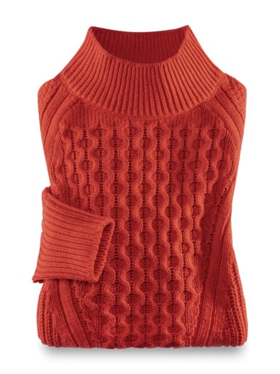 Wabenstruktur-Pullover Rostorange
