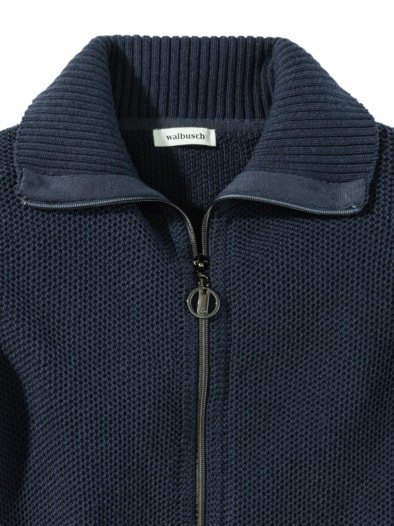 Zip-Longstrickjacke Marine