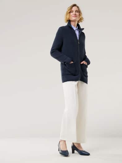 Zip-Longstrickjacke Marine