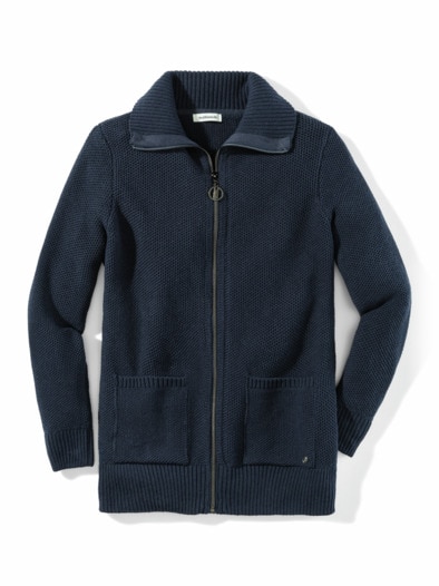 Zip-Longstrickjacke Marine