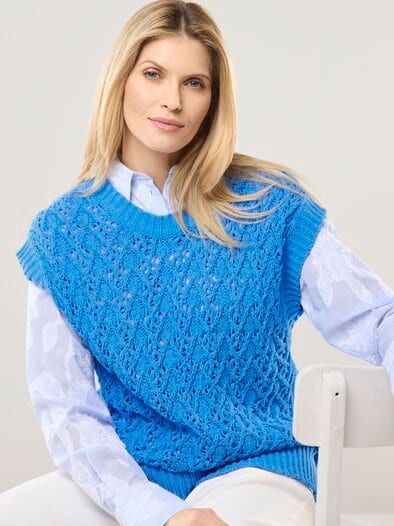 Pullunder mit Ajourmuster Meerblau