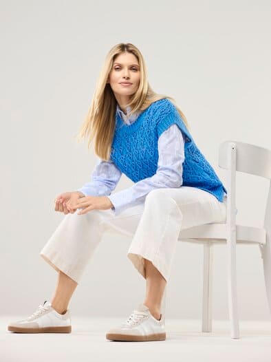 Pullunder mit Ajourmuster Meerblau