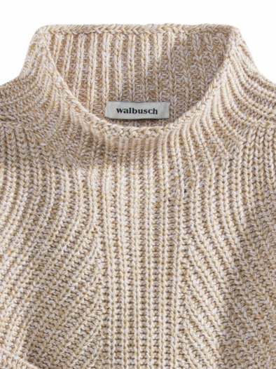 Patentpullover Nahtlos Caramel/Weiß