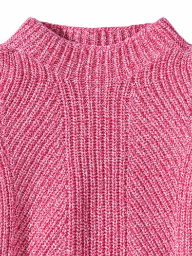 Patentpullover Nahtlos Fuchsia/Weiß
