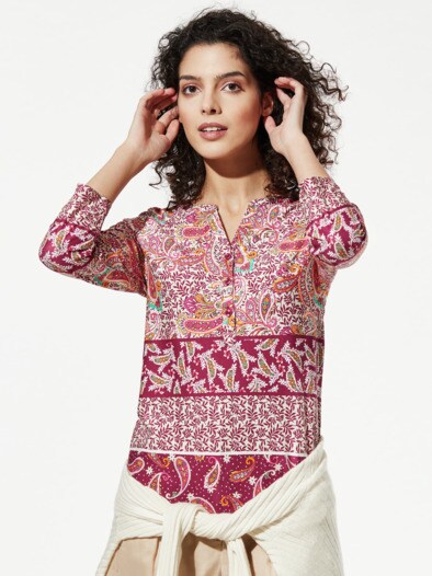 Viskoseshirt Paisleybordüre