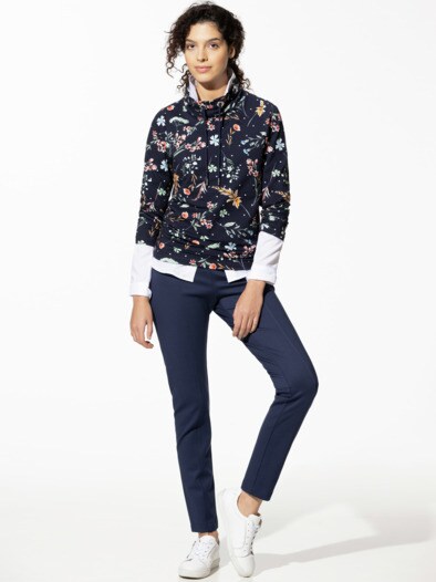 Baumwoll-Sweatshirt Flower Print Marine