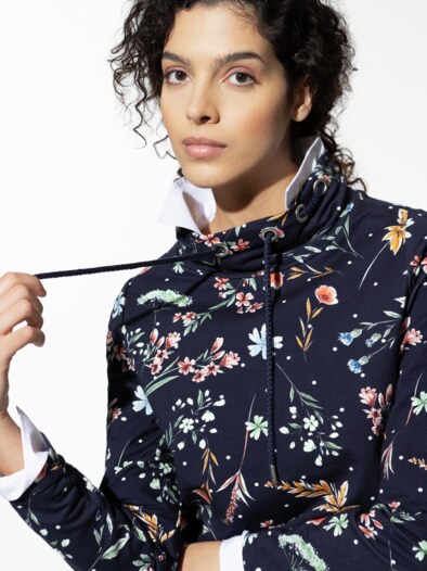 Baumwoll-Sweatshirt Flower Print Marine